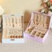In Stock Double Layer Large Capacity Earrings Necklace Ring Storage PU Jewelry Box Japanese Simple Style_maomaolike.com