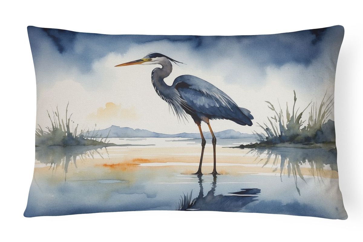 Birds, Birds, Birds Throw Pillow Throw Pillow For Indoor Couch Bed Outdoor Patio Washable, Blue Heron Barely Lit Sky 7500,12Hx16W_maomaolike.com