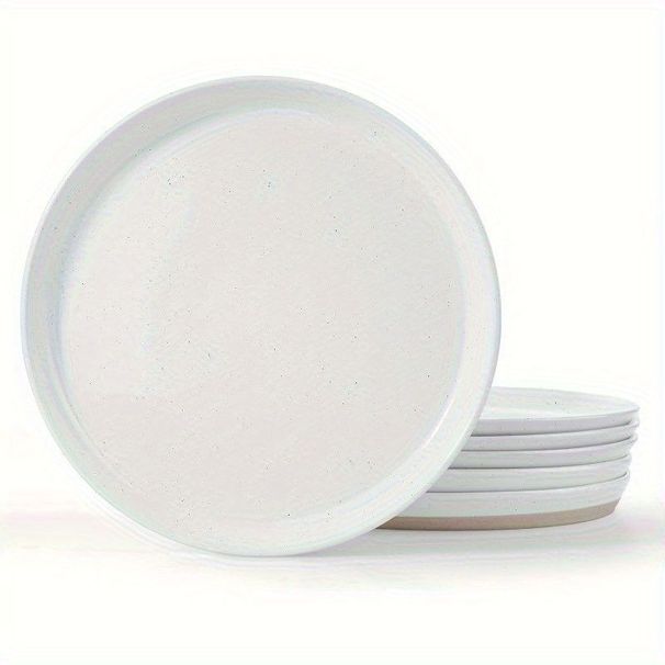 6 Pieces Dinner Plates, 10.5 Inch Plate Set, Scratch Resistant, Stoneware Dinnerware, Kitchen Modern Rustic Serving Dishes, White With Speckled_maomaolike.com