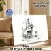European Street Cafe Painting Poster, Monochrome Sketch-style Poster, Artistic Depiction Of Outdoor Cafe Patrons On Street Corner, Charming Urban_maomaolike.com