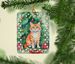 Cheetoh Cat By The Christmas Tree Porcelain Ornament Christmas Tree Hanging Decorations For Home Christmas Holiday, Rectangle, Gift, Multicolor_maomaolike.com
