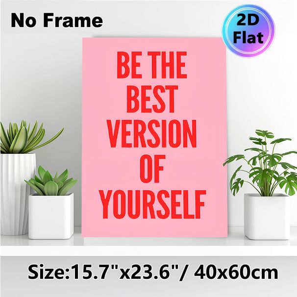 Motivational "Be The Best Version Of Yourself" Quote Painting Poster, Bold Red Typography On Soft Pink Poster, Inspirational Daily Reminder Suitable_maomaolike.com