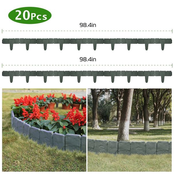20 PCS Cobbled Stone Effect Plastic Garden Lawn Border Edging_maomaolike.com
