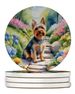 Silky Terrier Spring Path Large Sandstone Coasters Pack Of 4 Absorbent Round Coasters Decor Gifts For Men Or Women, 4 In, Multicolor_maomaolike.com