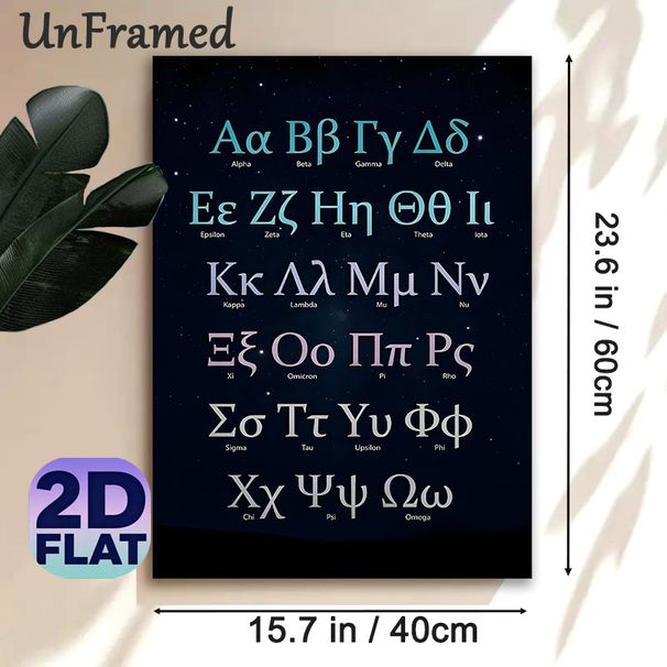 Greek Alphabet Painting Poster, Gradient-colored Greek Letters On Starry Sky Poster, Useful For Learning Greek Alphabet, Ideal For Study Room And Home_maomaolike.com