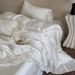 Ice Silk Quilt Eleant Romantic French Style White Summer Tencel Four-Piece Set Cool Silky Naked Sleep Duvet Cover_maomaolike.com