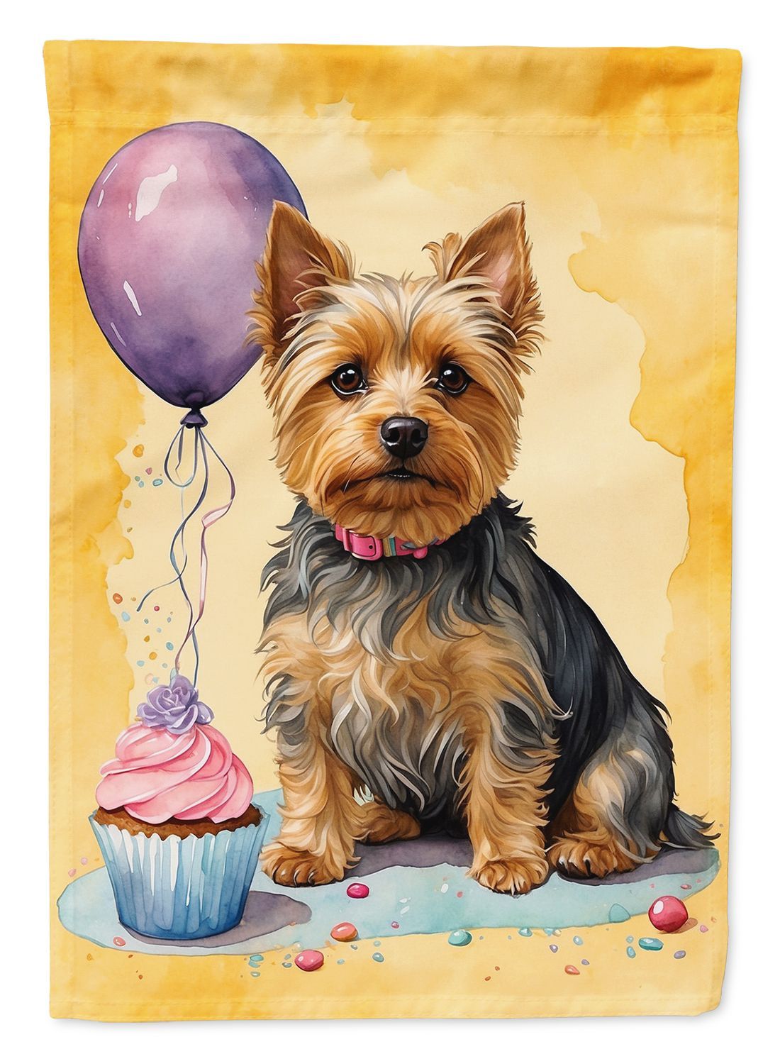 Silky Terrier Happy Birthday Garden Flag Mailbox Flag Decorative Yard Flag Banner Outside Patio Artwork Yard Flower Beds, Garden Size, Multicolor_maomaolike.com