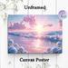Pastel Coastal Sunset With Hydrangeas Painting Poster, Dreamy Glittery Seaside Scene Poster, Soft Calming Visual Ideal For Bedroom And Living Room_maomaolike.com