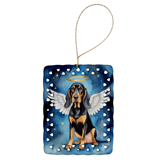 Black And Tan Coonhound My Angel Porcelain Ornament Christmas Tree Hanging Decorations For Home Christmas Holiday, Rectangle, Gift, Multicolor_maomaolike.com