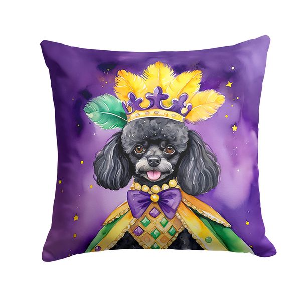 Black Poodle King Of Mardi Gras Throw Pillow Machine Washable, Indoor Outdoor Decorative Pillow For Couch, Bed Or Patio, 18Hx18W_maomaolike.com