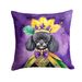 Black Poodle King Of Mardi Gras Throw Pillow Machine Washable, Indoor Outdoor Decorative Pillow For Couch, Bed Or Patio, 18Hx18W_maomaolike.com