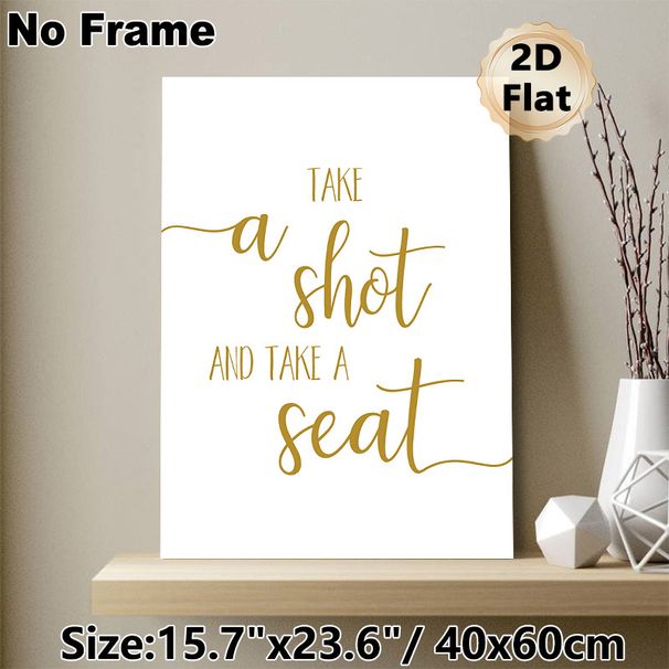 Witty Quote Typography Painting Poster, Elegant Gold Script Lettering Poster, Humorous Quote Design Ideal For Home Bar, Dining Space Decor_maomaolike.com