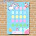 Unicorn Themed Reward Chart Painting Poster, Cute Pastel Cartoon Unicorn & Rainbow Scene Poster, Practical Progress Tracker To Reward Accomplishments_maomaolike.com
