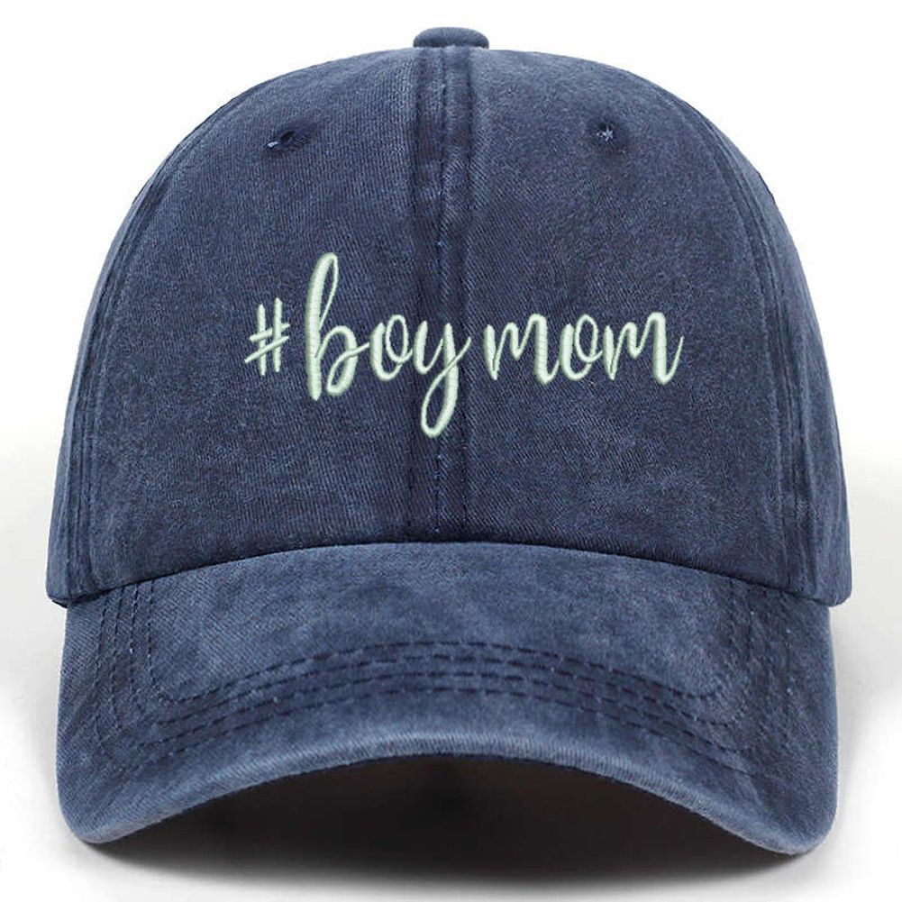 Unisex Washed cotton BOY MOM embroidered baseball cap Cotton duck hat Dad hat Hip Hop hat_maomaolike.com