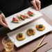 Pure White High-End Ceramic Rectangular Sushi Sashimi Western Cake Snack Plate Restaurant Tableware_maomaolike.com