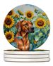 Rhodesian Ridgeback In Sunflowers Large Sandstone Coasters Pack Of 4 Absorbent Round Coasters Decor Gifts For Men Or Women, 4 In, Multicolor_maomaolike.com