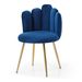 Modern Velvet Dining Chairs Set Of 2, Upholstered Woven Dining Chair With Golden Metal Legs, Upholstered Dining Chairs For Dining Room, Kitchen, Vanity, Living Room BLUE_maomaolike.com