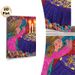 Two Embracing Female Figures With Lit Candles Painting Poster, Vibrant Whimsical Folk Art Style Poster, Rich Textured Colorful Decorative Piece, Ideal_maomaolike.com