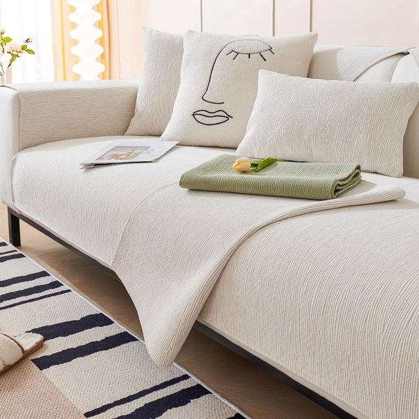 Home Textile Modern Simple Sofa Cushion Universal For All Seasons Wabi Sabi Style Green Chenille Sofa Cover Non Slip Solid Color Seat Cushion Cover_maomaolike.com