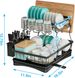 7 Code 2-Tier Large Dish Drying Rack For Kitchen Counter, Black_maomaolike.com