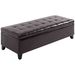 51 Tufted Storage Ottoman Bench, Dark Brown Leather For Living Room, Bedroom, Entryway_maomaolike.com