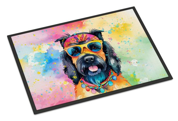 Scottish Terrier Hippie Dawg Doormat Front Door Mat Indoor Outdoor Rugs For Entryway, Non Slip Washable Low Pile, 24H X 36W_maomaolike.com
