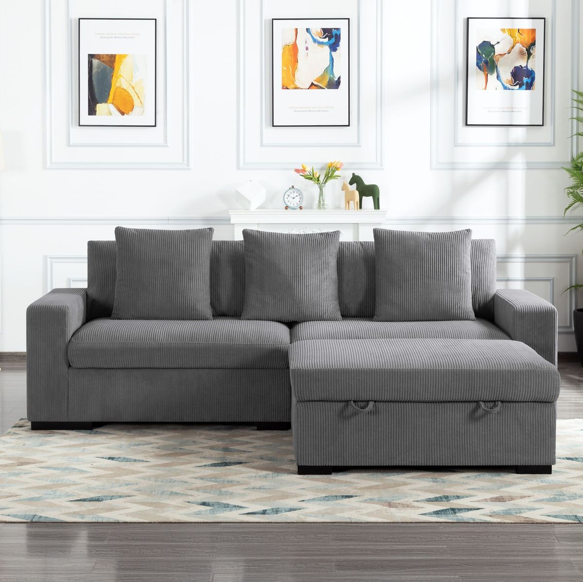 103.5' Modular Sectional Sofa With Ottoman_maomaolike.com