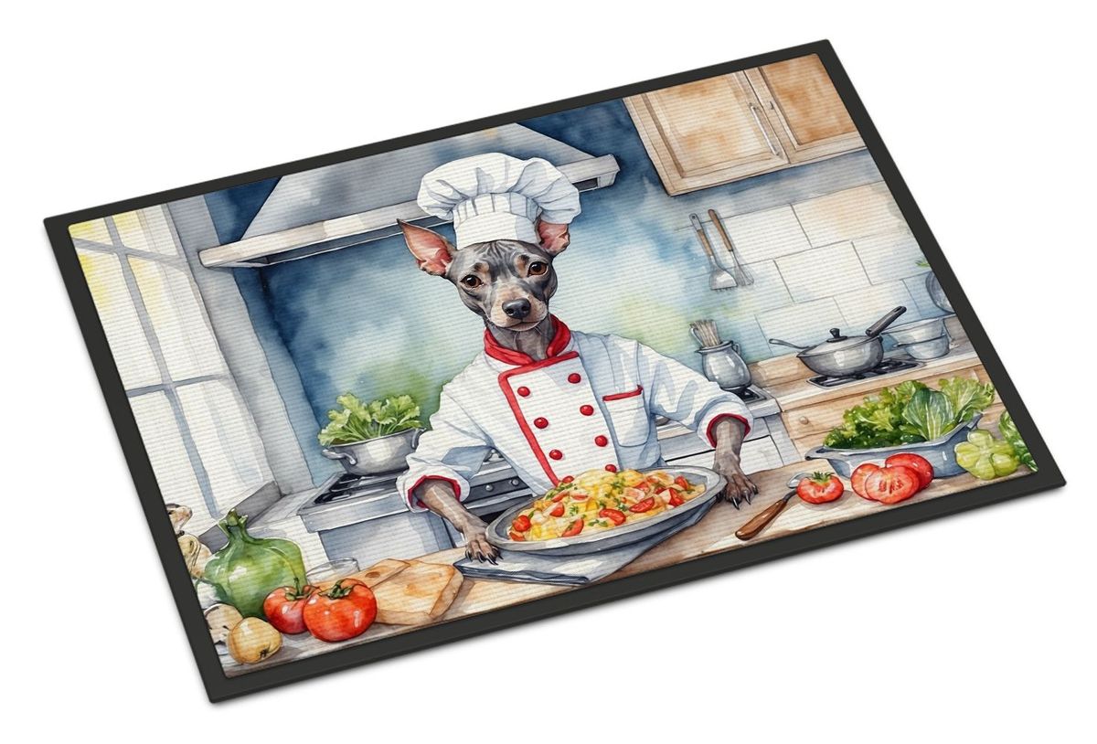 American Hairless Terrier The Chef Doormat Front Door Mat Indoor Outdoor Rugs For Entryway, Non Slip Washable Low Pile, 24H X 36W_maomaolike.com