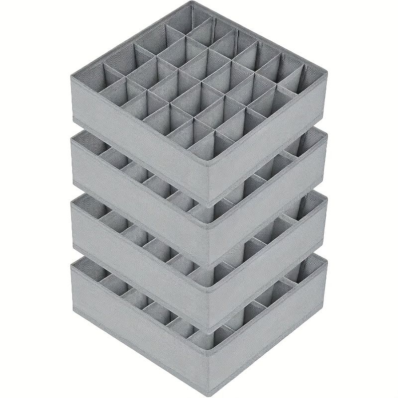 4 Socks And Underwear Storage Boxes, 24 Foldable Storage Boxes (drawers Are Divided Into Baffles, Fabric Storage Boxes For Sorting Socks)_maomaolike.com