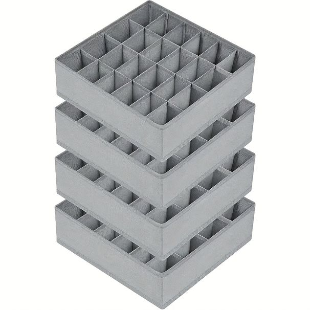 4 Socks And Underwear Storage Boxes, 24 Foldable Storage Boxes (drawers Are Divided Into Baffles, Fabric Storage Boxes For Sorting Socks)_maomaolike.com
