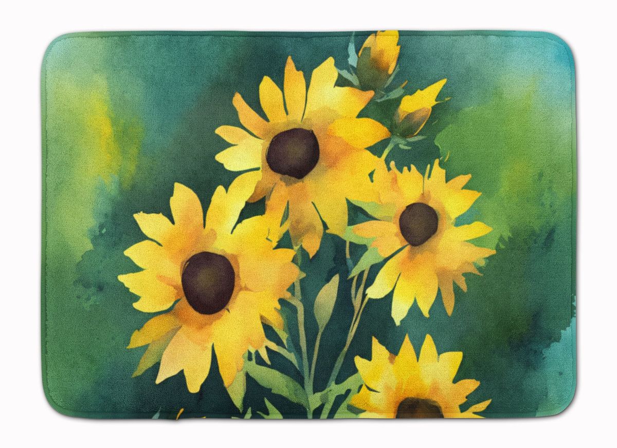 Kentucky Goldenrod In Watercolor Memory Foam Kitchen Mat Machine Washable Anti-Fatigue Mat Cushion Comfort Bath Mat Or Kitchen Rug_maomaolike.com