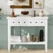 Rustic Console Table With Open Shelf,Rubber Wood Legs,Ideal For Entryways,Living Rooms,and Hallways_maomaolike.com