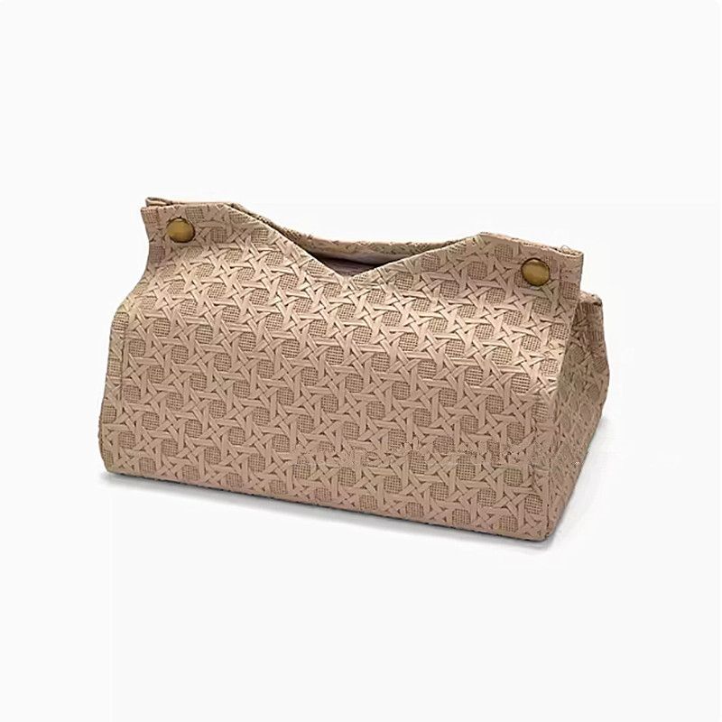 Rattan Pattern Snap Button Luxury Home Cover High-end Desktop Storage Texture V-mouth Tissue Box_maomaolike.com