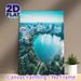 Urban Lakeside Cityscape Painting Poster, Vibrant Aerial View Modern City With Lake & Fountain Poster, Serene Urban Scenery Ideal For Home Office_maomaolike.com