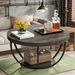 Wooden Coffee Table, 2-Tier Round Central Cocktail Table With Shelvesg_maomaolike.com