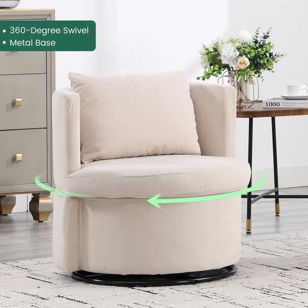 Upholstered Barrel Accent Chair With Ottoman, Living Room Side Chair With Storage, Single Sofa Armchair_maomaolike.com