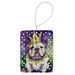 English Bulldog King Of Mardi Gras Porcelain Ornament Christmas Tree Hanging Decorations For Home Christmas Holiday, Rectangle, Gift, Multicolor_maomaolike.com