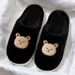 Cute Bear Cotton Slippers For Woman Winter Indoor Non-slip Slides Plush Warm Men Home Sandals Flat Shoe Couples Flip_maomaolike.com