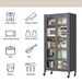 65 Kitchen Pantry Storage Cabinet, 6 Tier Metal Display Storage Cabinet With Transparent Door, Adjustable Shelves & Wheels, Food Pantries Cabinets, For Kitchen, Living Room And Dining Room, Gray_maomaolike.com