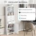 White Tall Storage Cabinet With 3 Drawers And Adjustable Shelves For Bathroom, Study, Office And Interior, MDF Board With Painted Finish_maomaolike.com