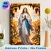 Blessed Virgin Mary Painting Poster, Serene Warm-toned Religious Figure With Radiant Halo In Autumn Vineyard Poster, Peaceful Spiritual Decor Suitable_maomaolike.com