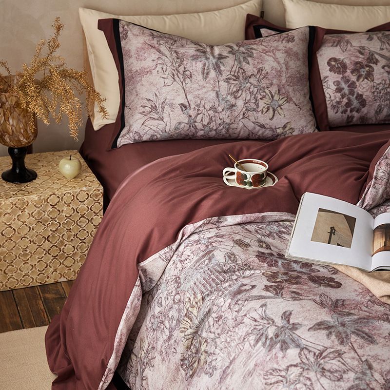 Elegant、Understated 、 Class A Light Luxury Nordic Style Printed Long-staple Brushed Four-piece Bedding Set, High-end_maomaolike.com