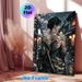 Japanese Female Samurai Painting Poster, Mysterious Dark-toned Anime Style Poster, Artistic Design Featuring Tattooed Warrior, Dual Katanas & Rainy_maomaolike.com