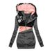 Women's Clothing women's sweatshirt zipper color matching print hooded long sleeved jacket_maomaolike.com