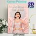 Pin The Bindi On The Bride Painting Poster, Pastel Pink Elegant Illustrated Indian Bride Poster, Interactive Party Game Decor For Bachelorette Parties_maomaolike.com