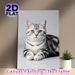 American Shorthair Cat Painting Poster, Realistic Photographic Style Poster, Lifelike Black-silver Tabby Cat With Gentle Gaze, Elegant Wall Decor For_maomaolike.com