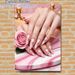 Nail Art Themed Painting Poster, Elegant Glossy Pink Nails With Gold Bow Details Poster, Chic Nail Art Display, Ideal For Beauty Salons And Makeup_maomaolike.com