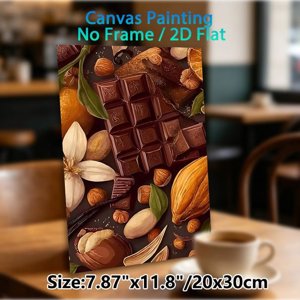 Chocolate & Nut Gourmet Painting Poster, Rich-toned Realistic Food Illustration Poster, Appetizing Food-themed Decor Ideal For Kitchen, Dining Room_maomaolike.com
