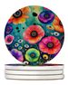Colorful Anemones Large Sandstone Coasters Pack Of 4 Absorbent Round Coasters Decor Gifts For Men Or Women, 4 In, Multicolor_maomaolike.com