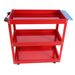 Tool Cart On Wheels, 3 Tier Rolling Mechanic Tool Cart, Heavy Duty Steel Utility Cart W/Lockable Wheels, 450 LBS Capacity Industrial Service Cart For Garage, Warehouse, Workshop (Bright Red)_maomaolike.com